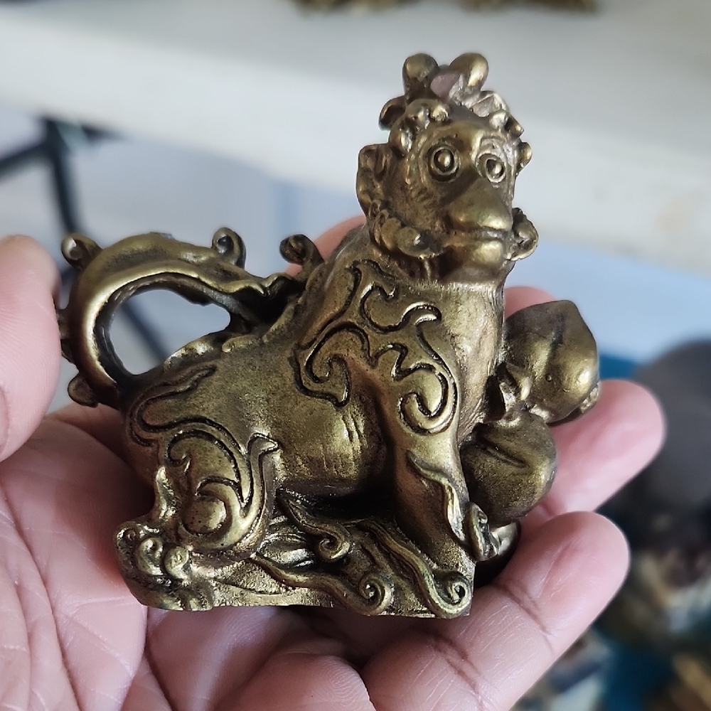 Antique Gold Lion Figurine